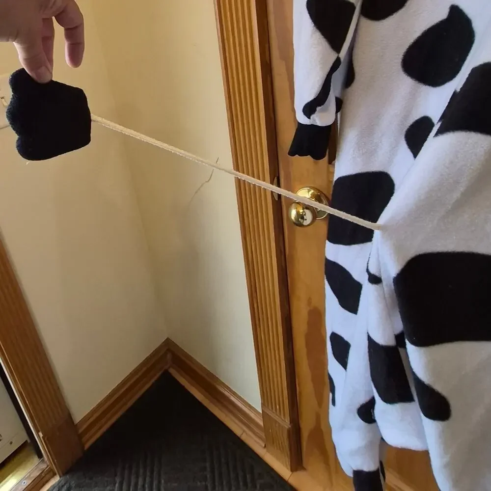 Funziez Halloween Costume cozy cow onesie playful black-white spotted adult MED